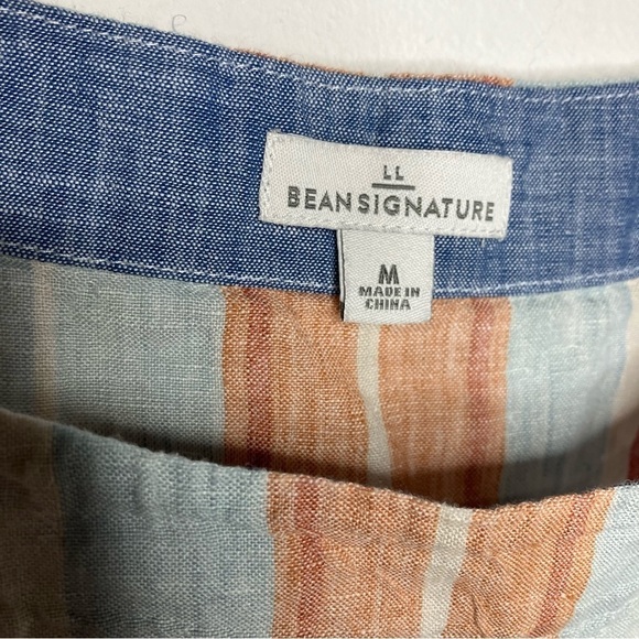 L.L. Bean Signature 100% linen top multicolored stripes size medium - Picture 2 of 6